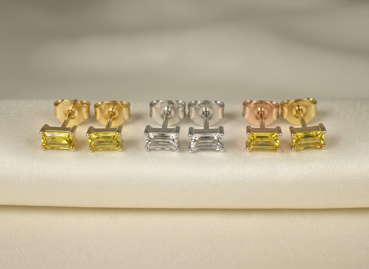 Emerald Cut Yellow Sapphire Stud Earrings, September Birthstone Jewelry, Dainty Gemstone Earrings, Mother’s Day Gift for Her