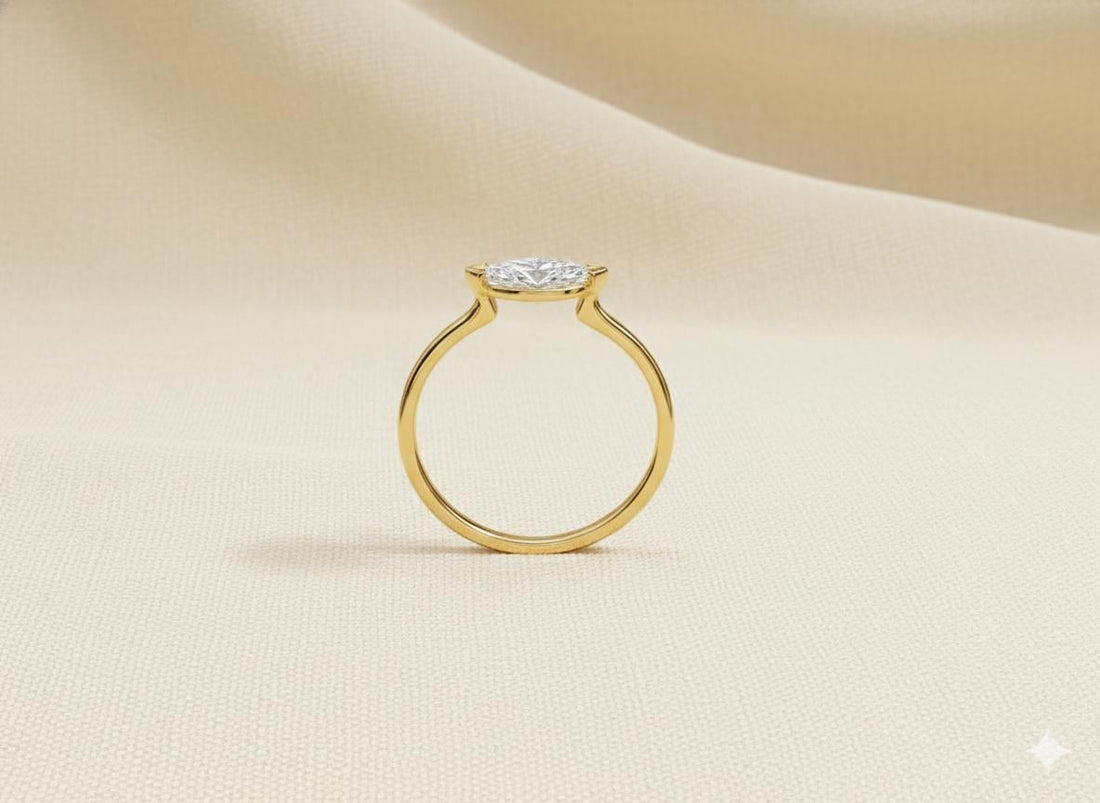 East West Marquise CZ Travel Ring | Minimalist Solitaire Engagement Ring | Vacation Replacement Ring | Dainty East West Marquise Ring