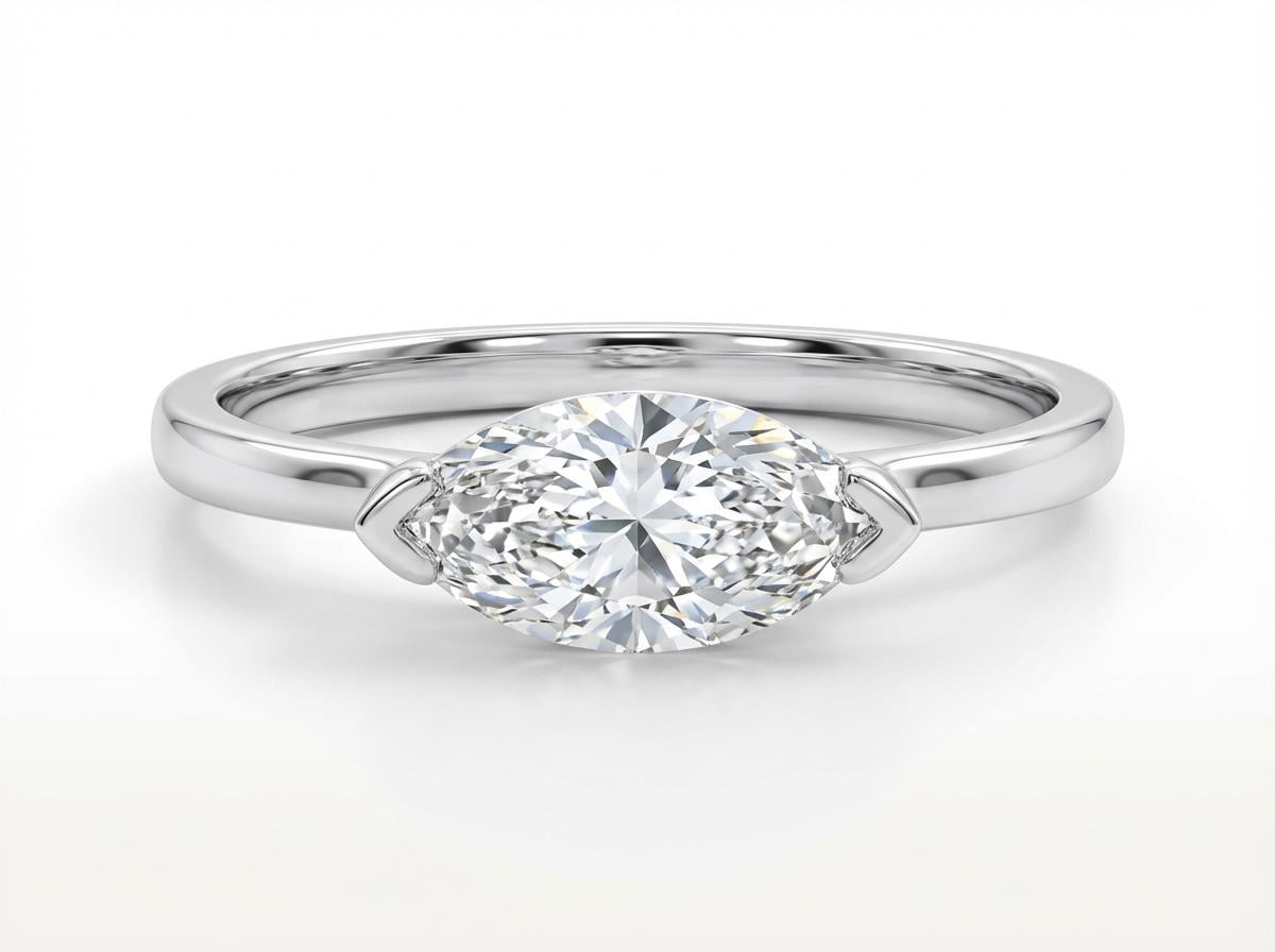 East West Marquise CZ Travel Ring | Minimalist Solitaire Engagement Ring | Vacation Replacement Ring | Dainty East West Marquise Ring
