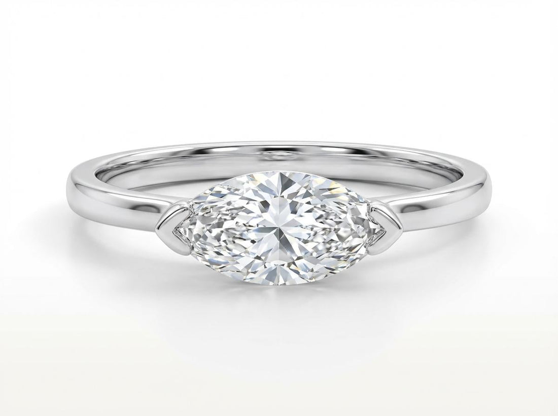 East West Marquise CZ Travel Ring | Minimalist Solitaire Engagement Ring | Vacation Replacement Ring | Dainty East West Marquise Ring