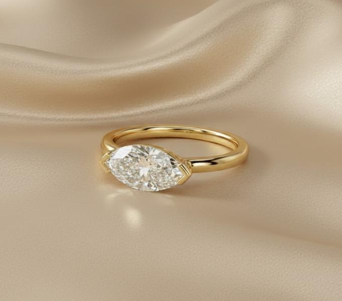Lab Grown Diamond Marquise Travel Ring | Minimalist Engagement Ring | Marquise Solitaire Ring | Ethical Diamond Vacation Ring