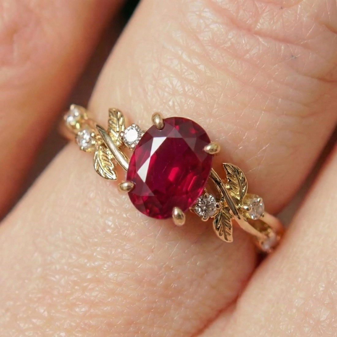 Ruby Ring for Women – Meaningful Gift – 14K Gold Nature Inspired Jewelry