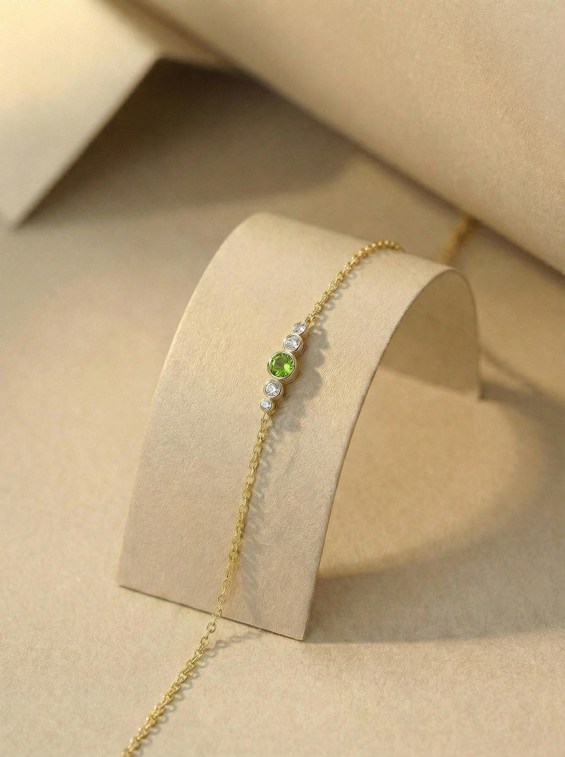 Natural Peridot Bezel Bracelet, August Birthstone Jewelry, 14K Gold or Sterling Silver, Personalized Bridesmaid Gift