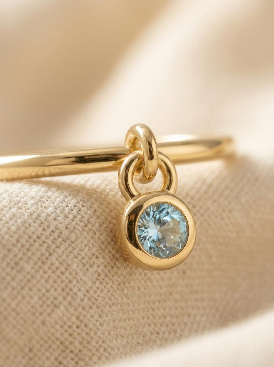 Aquamarine Charm Ring Dainty Blue Gemstone Ring Minimalist Bezel Aquamarine Ring March Birthstone Ring Delicate Gold Stackable Ring Gift