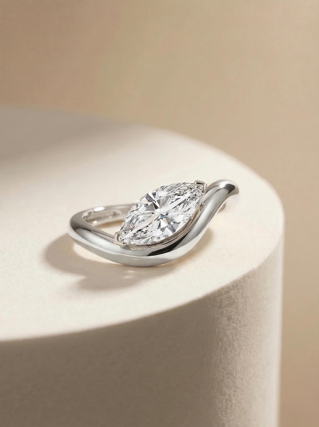 1ct Lab Grown Diamond Engagement Ring for Her – Proposal Gift – 14K Gold Marquise Cut Solitaire Jewelry