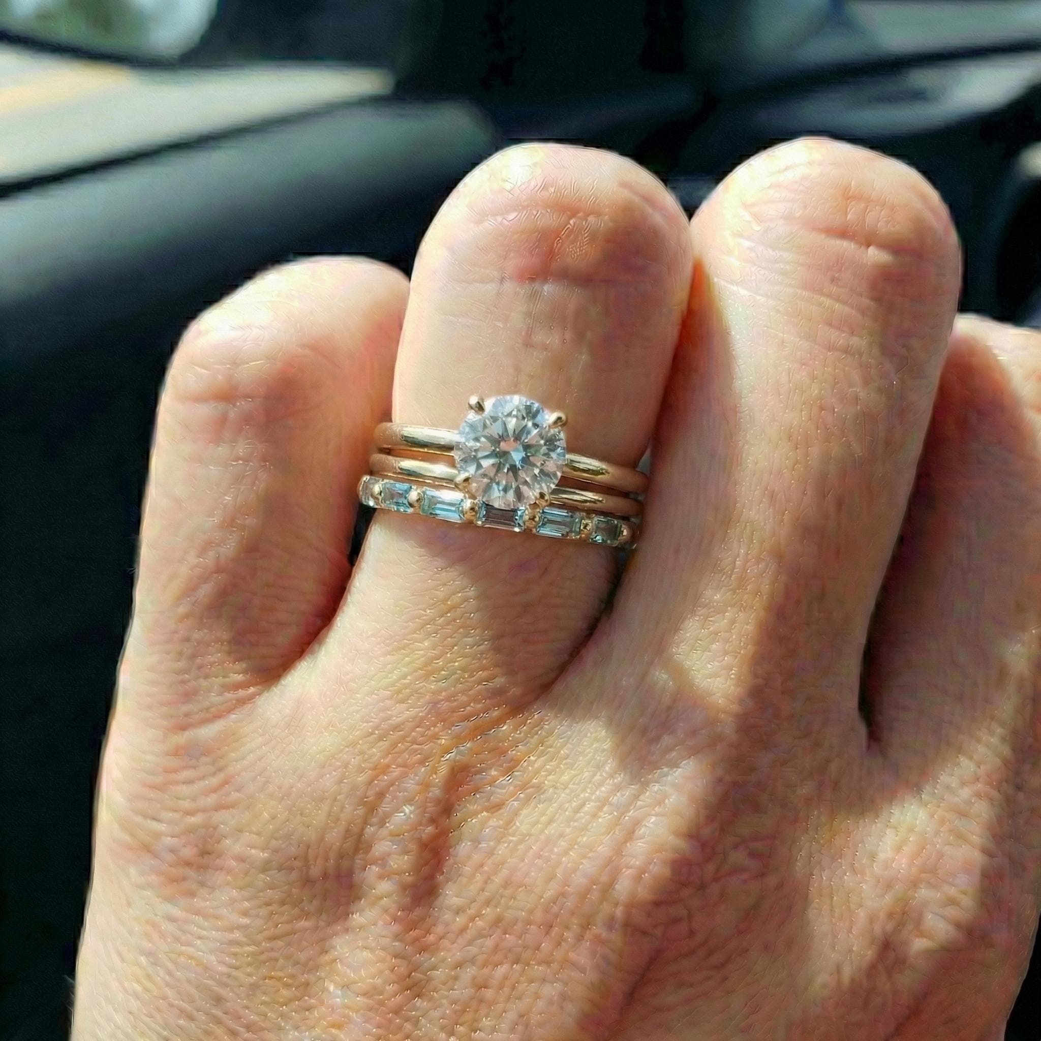Baguette Aquamarine Wedding Ring, March Birthstone Ring, Half Eternity Baguette Aquamarine Ring, Vintage Promise Ring Gift for Her