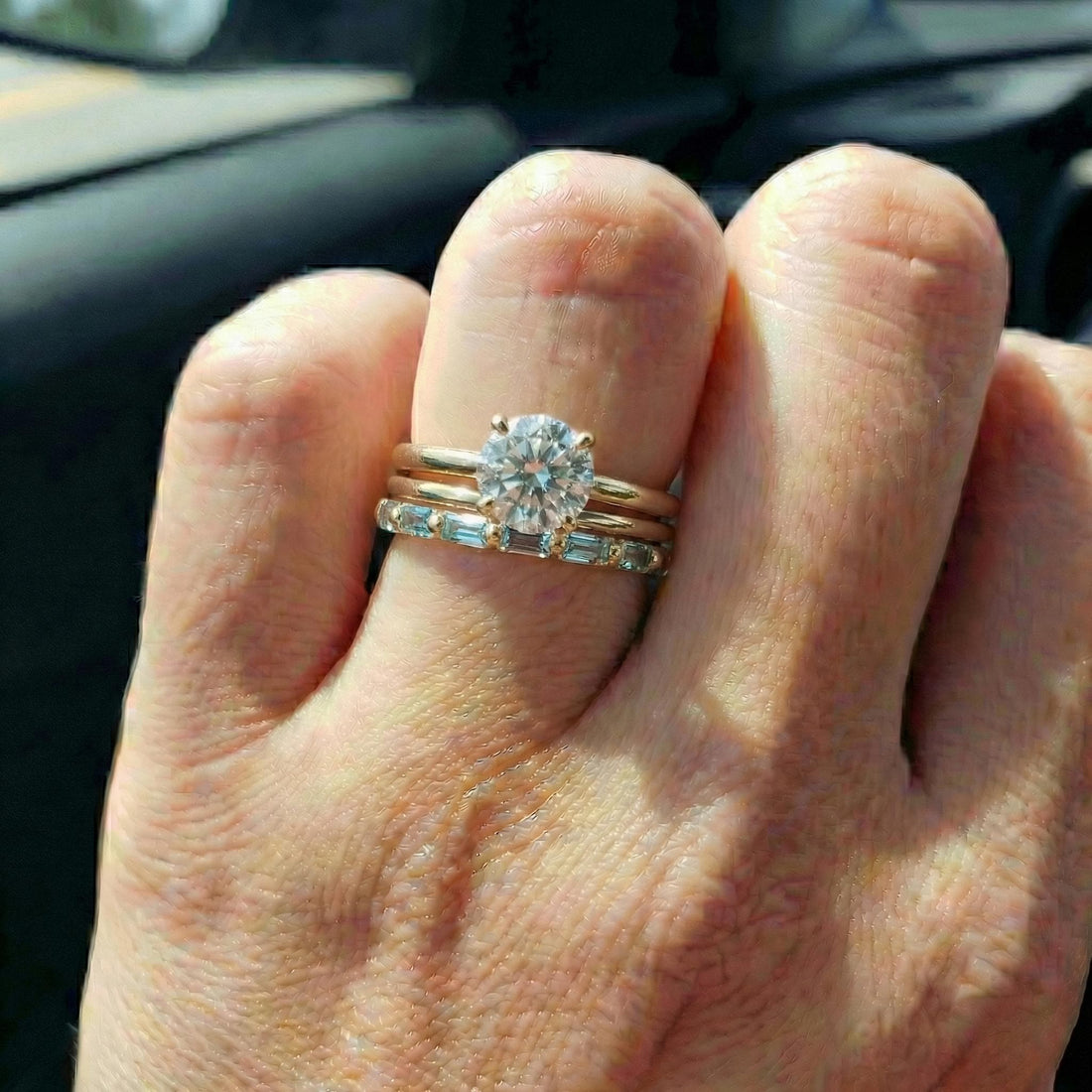 Baguette Aquamarine Wedding Ring, March Birthstone Ring, Half Eternity Baguette Aquamarine Ring, Vintage Promise Ring Gift for Her
