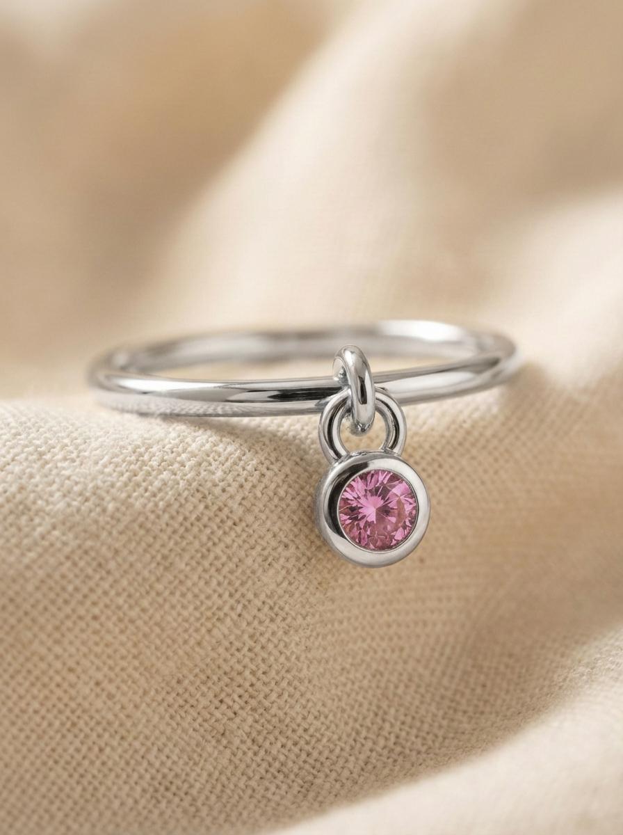 Padparadscha Sapphire Charm Ring Dainty Pink Sapphire Ring Minimalist Bezel Padparadscha Ring Unique Stackable Gold Ring Gift