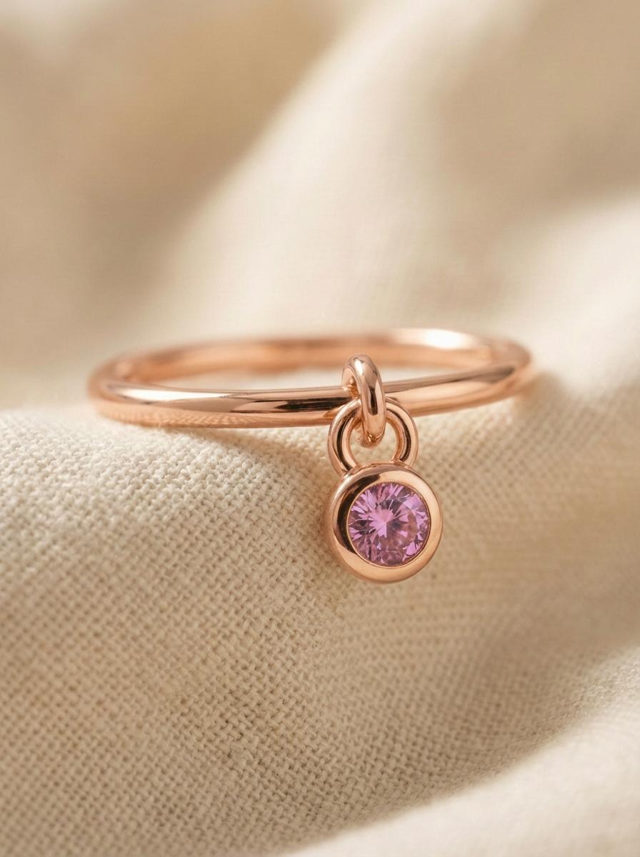 Padparadscha Sapphire Charm Ring Dainty Pink Sapphire Ring Minimalist Bezel Padparadscha Ring Unique Stackable Gold Ring Gift