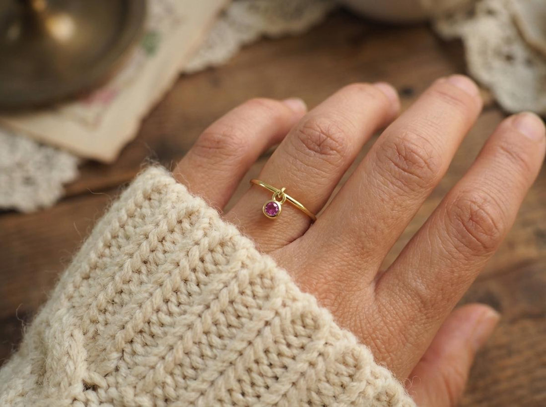 Pink Tourmaline Charm Ring Dainty Pink Gemstone Ring Minimalist Bezel Pink Tourmaline Ring October Birthstone Delicate Gold Stackable Ring