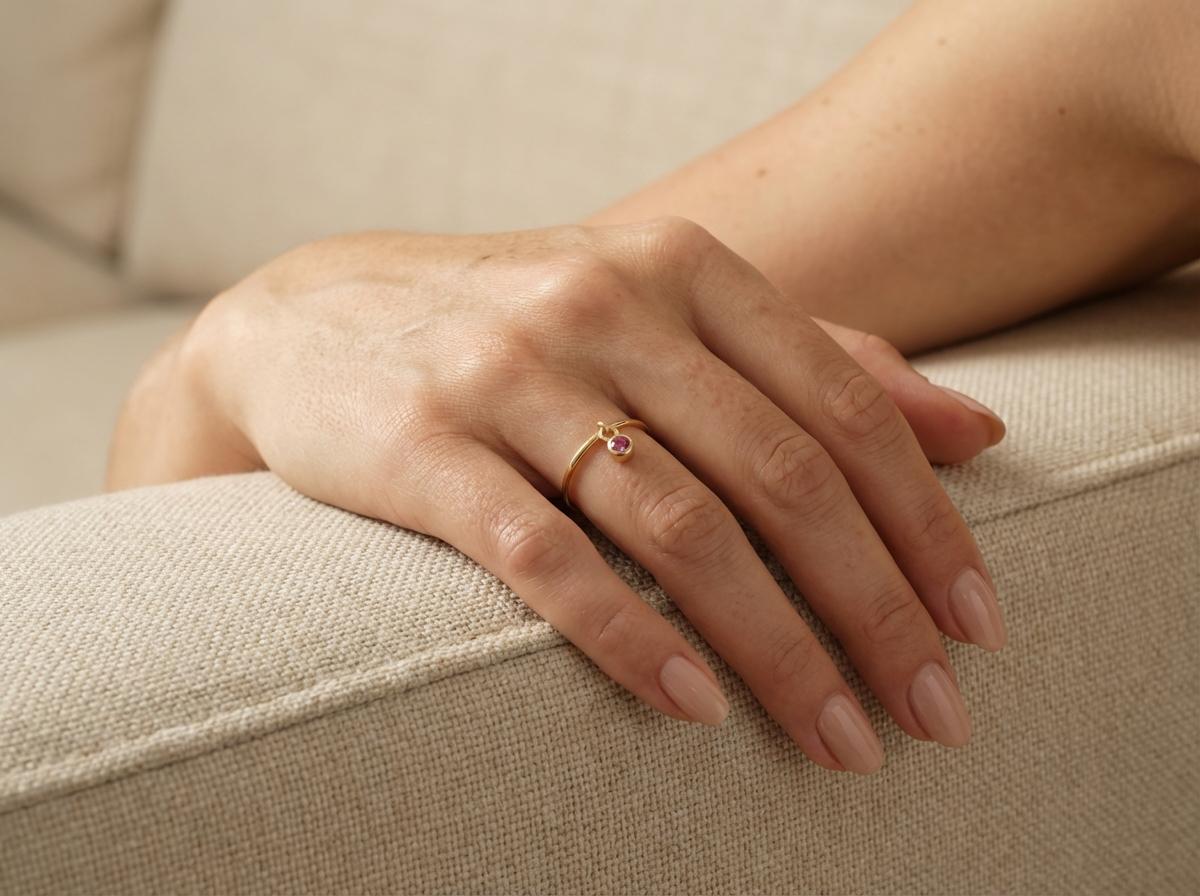 Pink Tourmaline Charm Ring Dainty Pink Gemstone Ring Minimalist Bezel Pink Tourmaline Ring October Birthstone Delicate Gold Stackable Ring