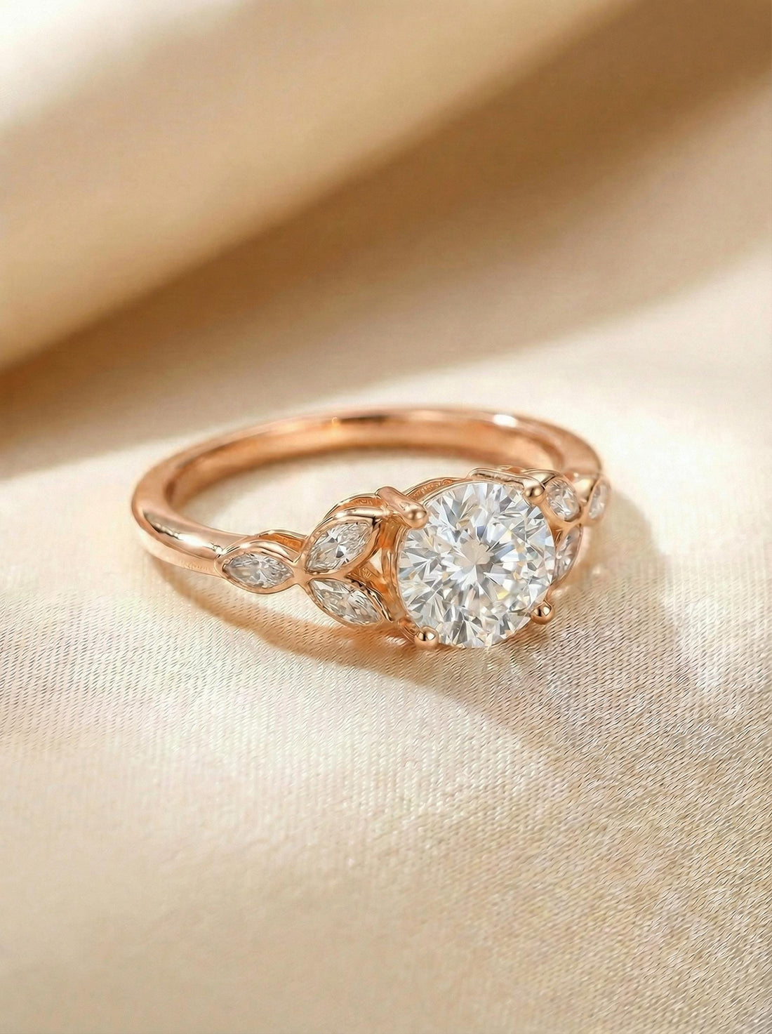 Art Deco Moissanite Cluster Engagement Ring, Round Marquise Moissanite Bridal Ring, Vintage Anniversary Promise Ring for Her