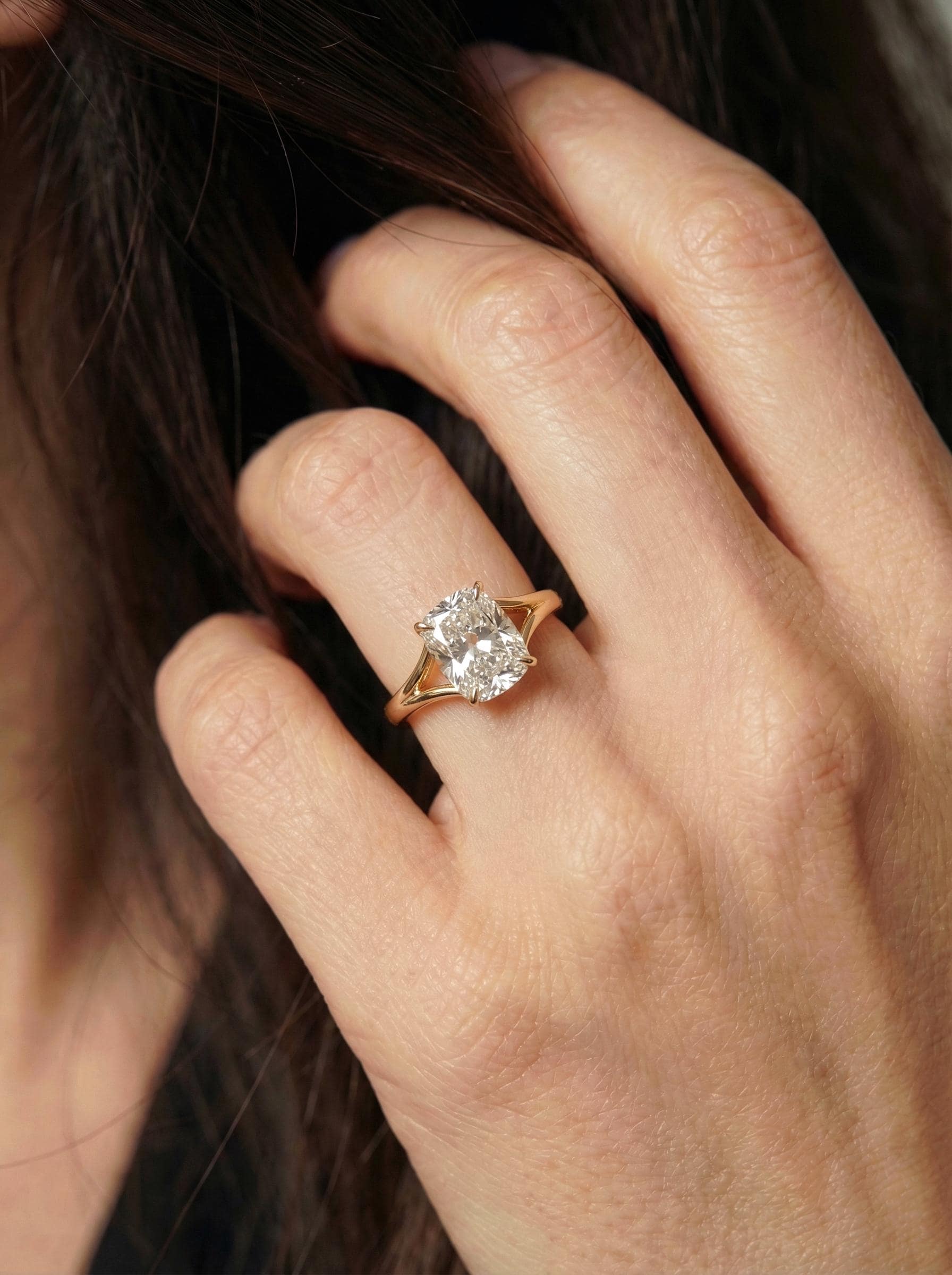 Unique Elongated Cushion Cut Moissanite Engagement Ring, Vintage Cushion Cut Solitaire Ring, Cushion Cut Promise Ring Gift for Her