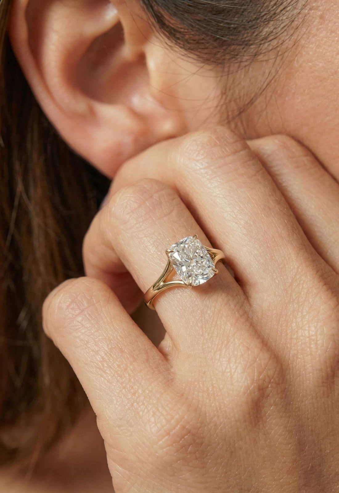 Unique Elongated Cushion Cut Moissanite Engagement Ring, Vintage Cushion Cut Solitaire Ring, Cushion Cut Promise Ring Gift for Her