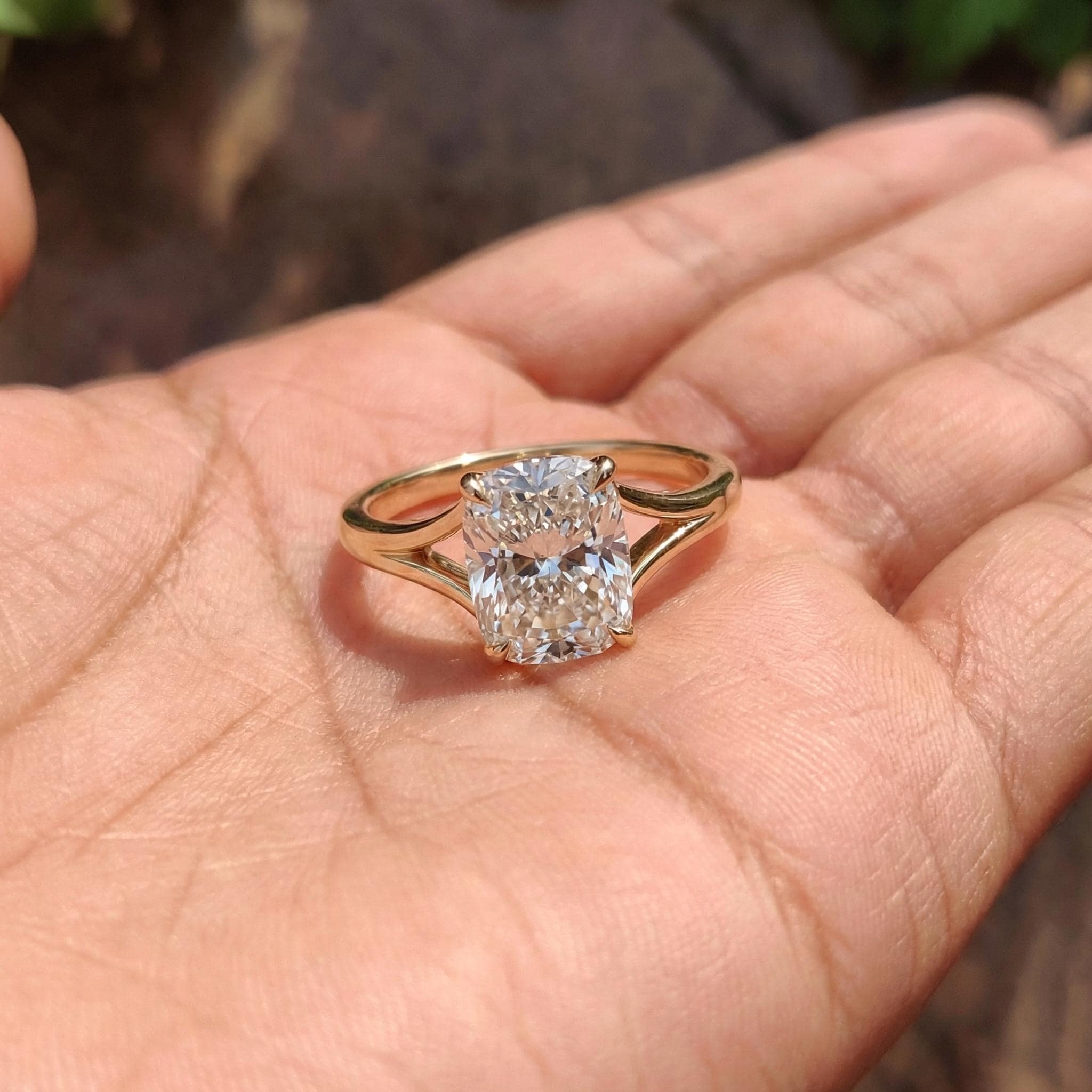 Unique Elongated Cushion Cut Moissanite Engagement Ring, Vintage Cushion Cut Solitaire Ring, Cushion Cut Promise Ring Gift for Her