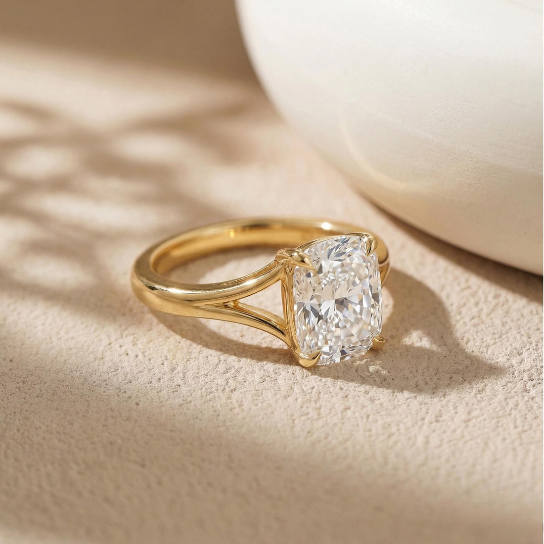 Unique Elongated Cushion Cut Moissanite Engagement Ring, Vintage Cushion Cut Solitaire Ring, Cushion Cut Promise Ring Gift for Her