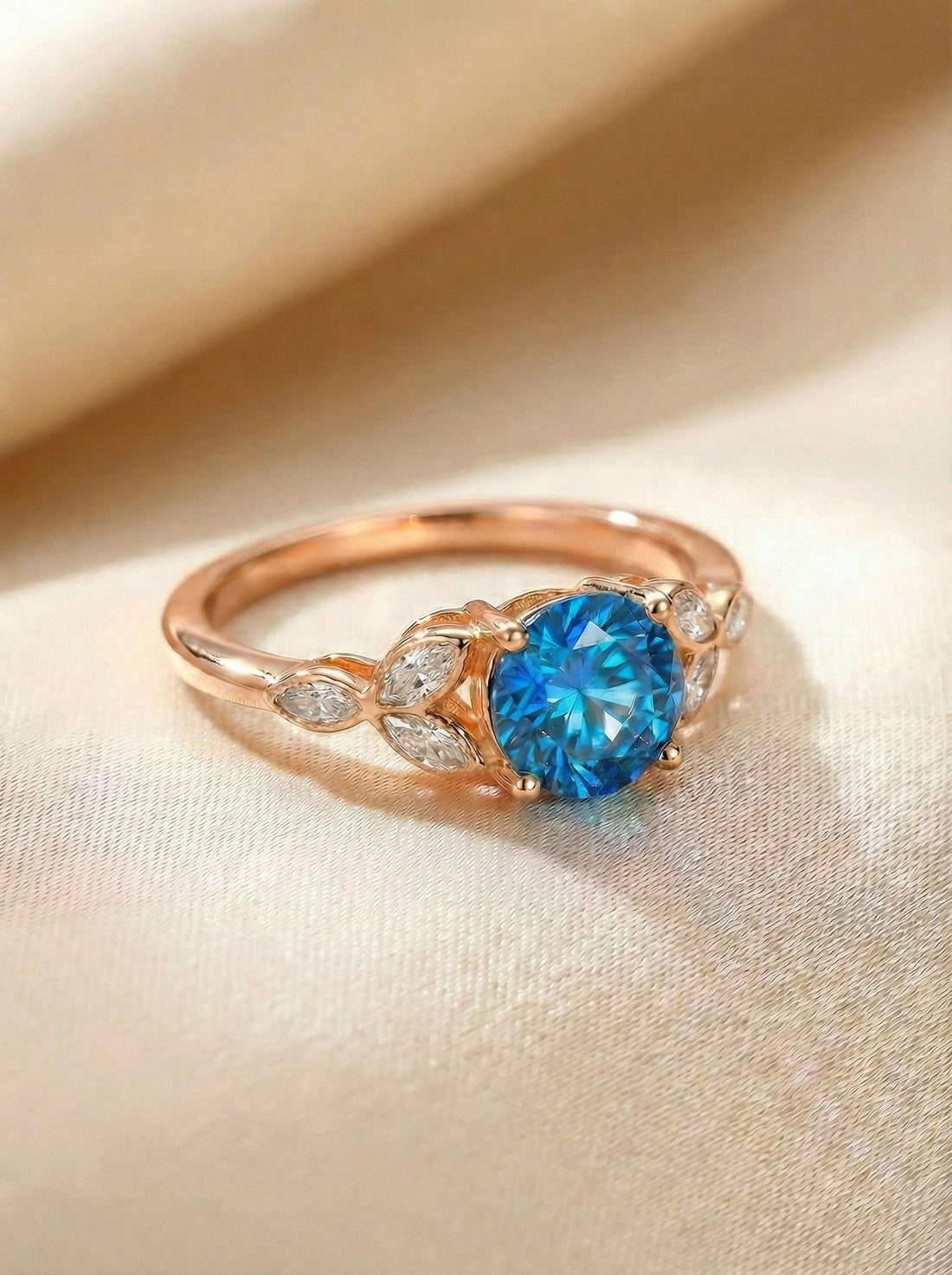 Art Deco Blue Zircon Engagement Ring, December Birthstone Cluster Ring, Vintage Bridal Promise Ring, Anniversary Gift for Her