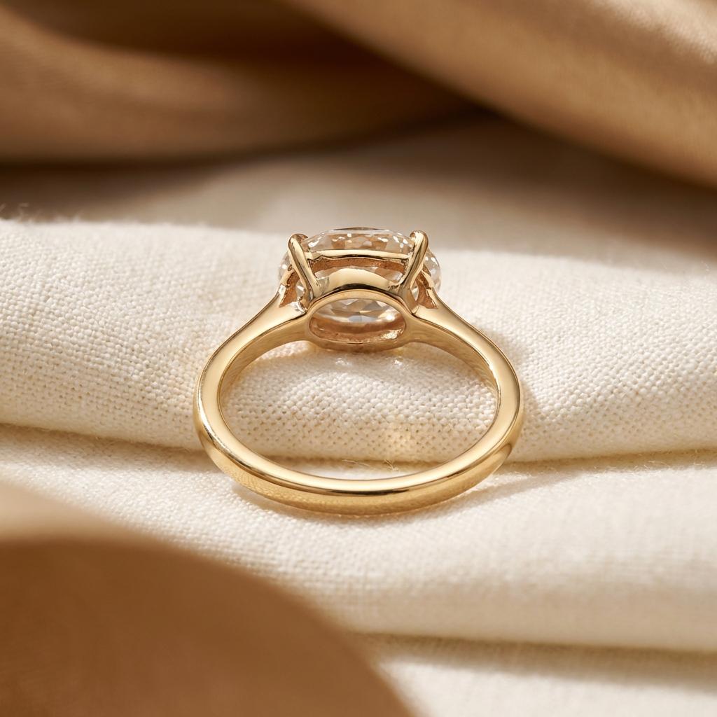 2CT East West Oval Moissanite Engagement Ring, Oval Pinky Ring, 14K Solid Gold Moissanite Solitaire Ring, Promise Ring