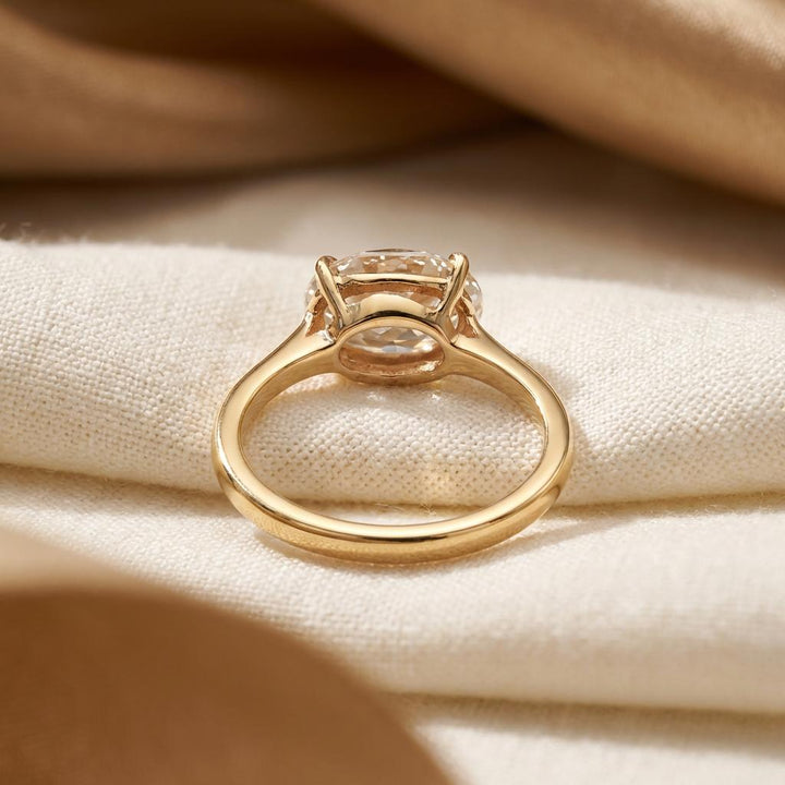 2CT East West Oval Moissanite Engagement Ring, Oval Pinky Ring, 14K Solid Gold Moissanite Solitaire Ring, Promise Ring
