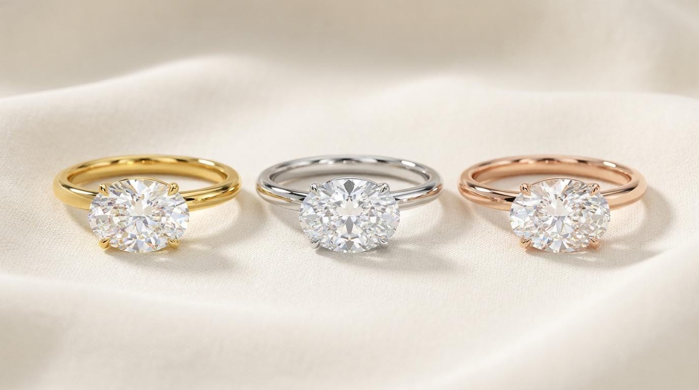 2CT East West Oval Moissanite Engagement Ring, Oval Pinky Ring, 14K Solid Gold Moissanite Solitaire Ring, Promise Ring
