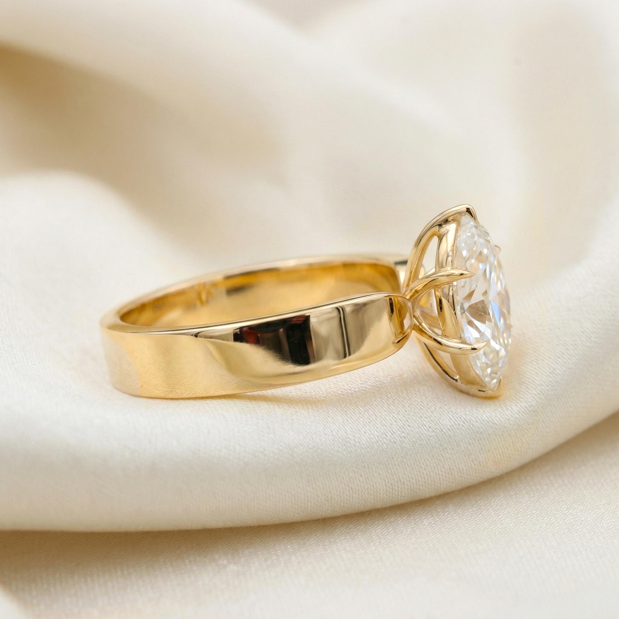 1CT Marquise Moissanite Solitaire Ring, 18K Yellow Gold Anniversary Ring, Promise Ring Gift for Her, Moissanite Engagement Ring
