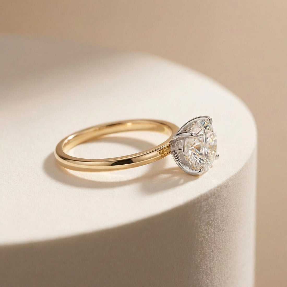 2.0 CT East West Oval Cut Moissanite Engagement Ring, Two Tone Ring, Mixed Metal Ring, Oval Solitaire Proposal Ring