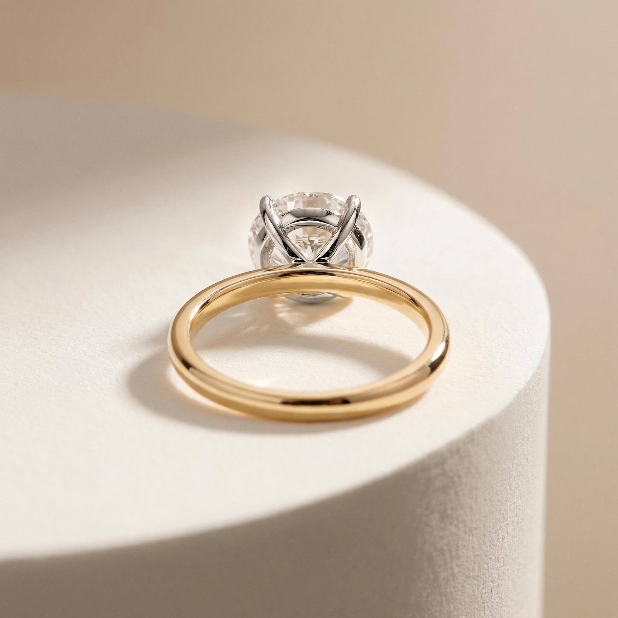 2.0 CT East West Oval Cut Moissanite Engagement Ring, Two Tone Ring, Mixed Metal Ring, Oval Solitaire Proposal Ring