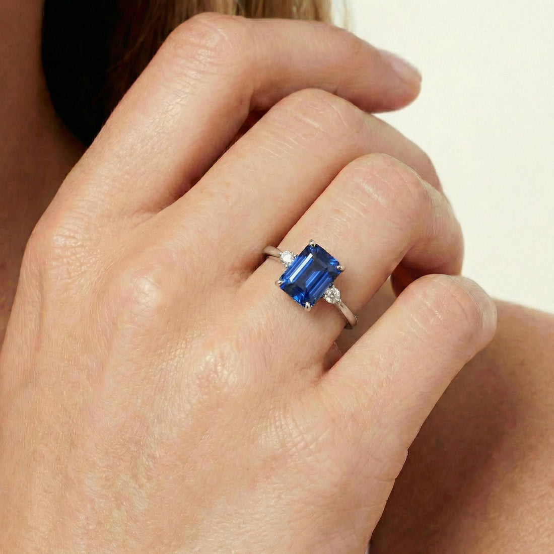 1.75ct Blue Sapphire Ring, Emerald Cut Sapphire Ring, 14K Gold Statement Ring, Certified Stone Ring, September Birthstone