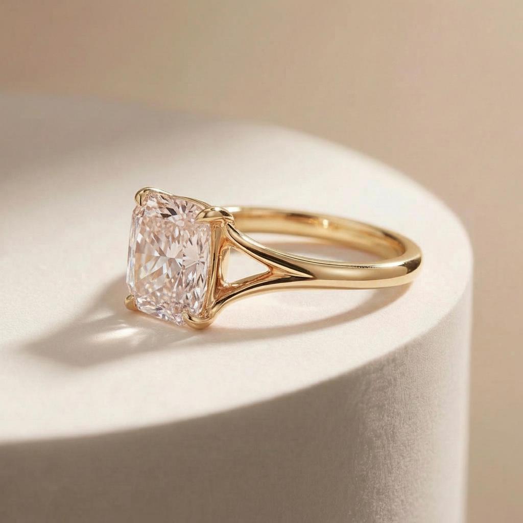 Cushion Cut Morganite Engagement Ring, Modern Split Shank Solitaire, Vintage Inspired Anniversary Gift for Wife