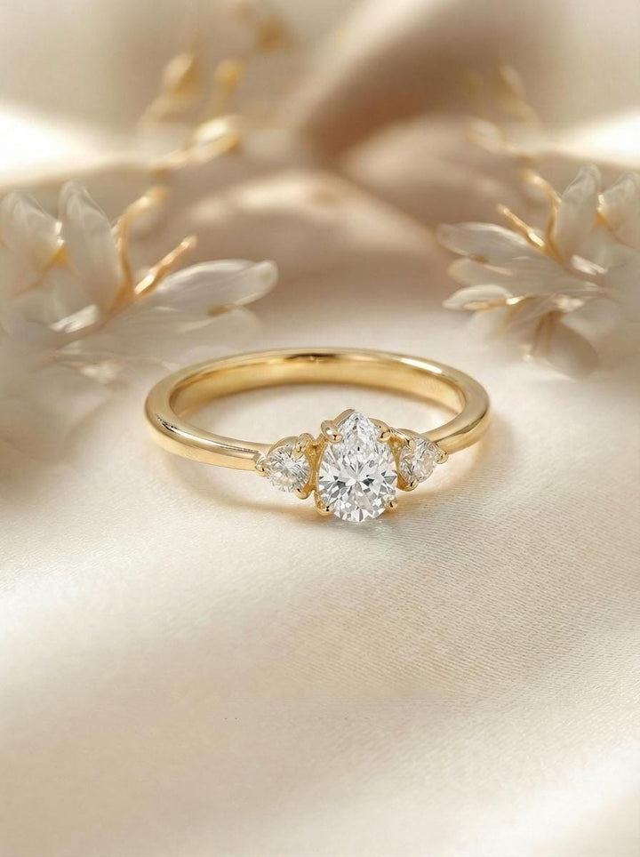 0.50ct Moissanite Ring, Pear Cut Vintage Engagement Ring, April Gemstone, Teardrop Promise Ring