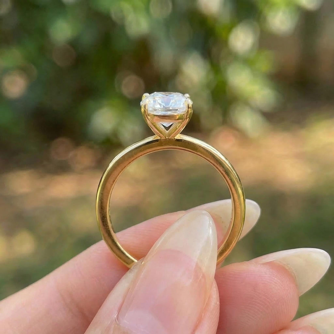 2.50ct Elongated Cushion Cut Moissanite Ring – 14K Gold Cushion Cut Solitaire Ring, Sterling Silver with Gold Vermeil Ring