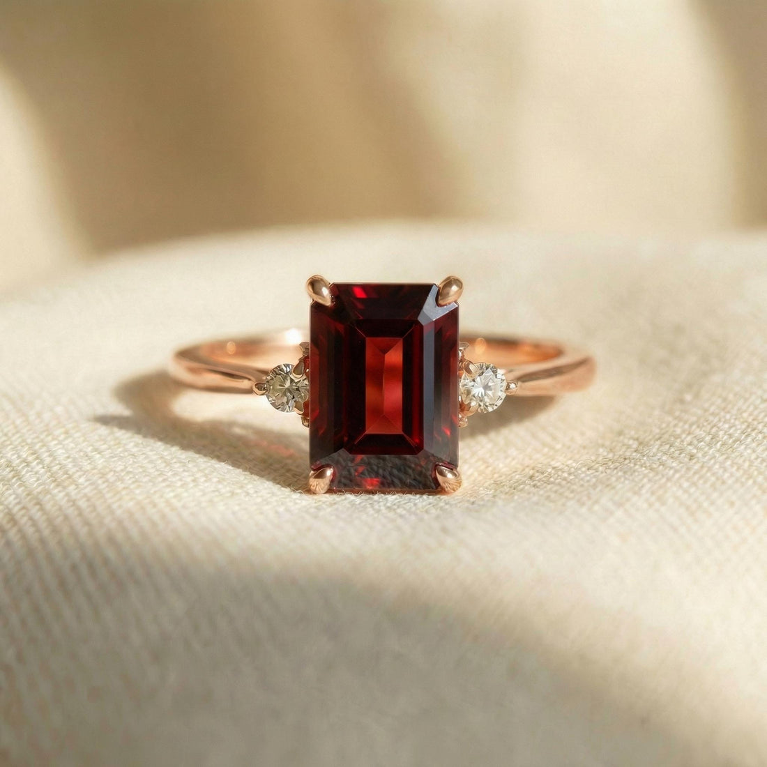 1.75ct Garnet Ring, Emerald Cut Garnet Ring, 14K Gold Statement Ring, Certified Stone Ring, January Birthstone