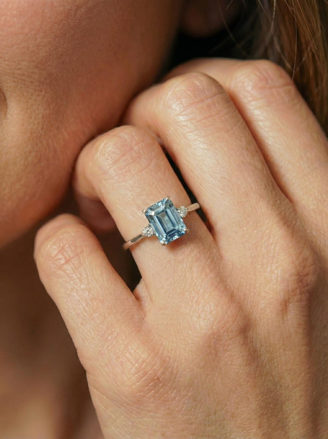 1.75ct Aquamarine Ring, Emerald Cut Aquamarine Ring, 14K Gold Statement Ring, Certified Stone Ring, March Birthstone