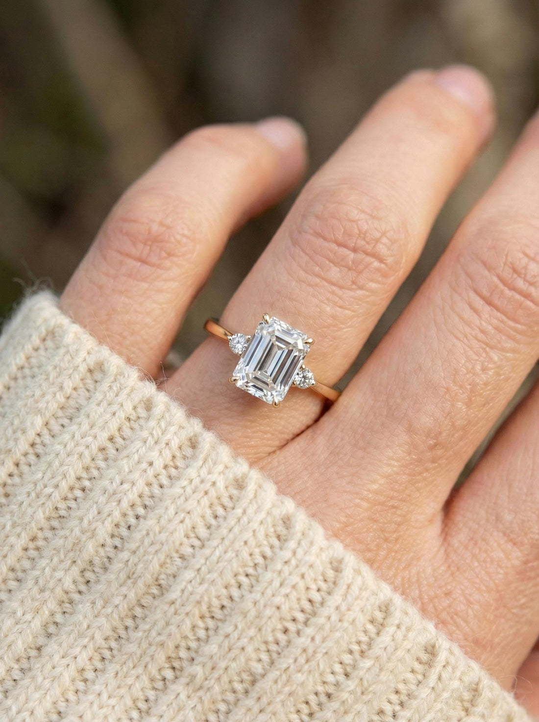 1.75ct Simulated Diamond Ring, Emerald Cut CZ Engagement Ring, 14K Gold Statement Ring, Certified Stone Ring, April Birthstone