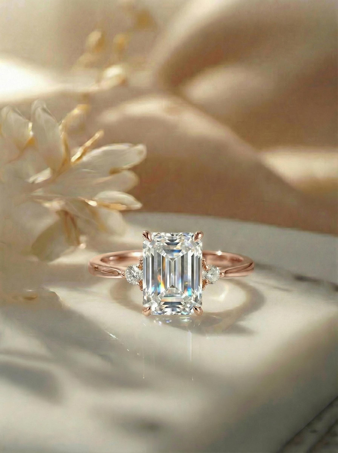 1.75ct Simulated Diamond Ring, Emerald Cut CZ Engagement Ring, 14K Gold Statement Ring, Certified Stone Ring, April Birthstone