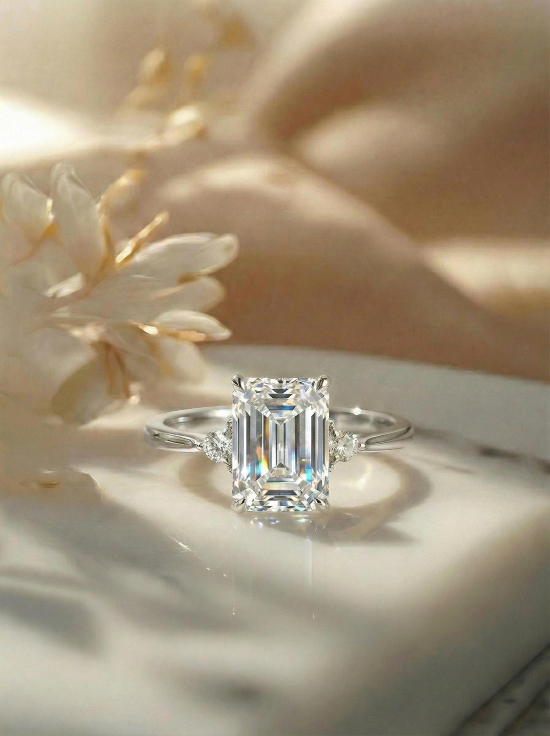 1.75ct Simulated Diamond Ring, Emerald Cut CZ Engagement Ring, 14K Gold Statement Ring, Certified Stone Ring, April Birthstone