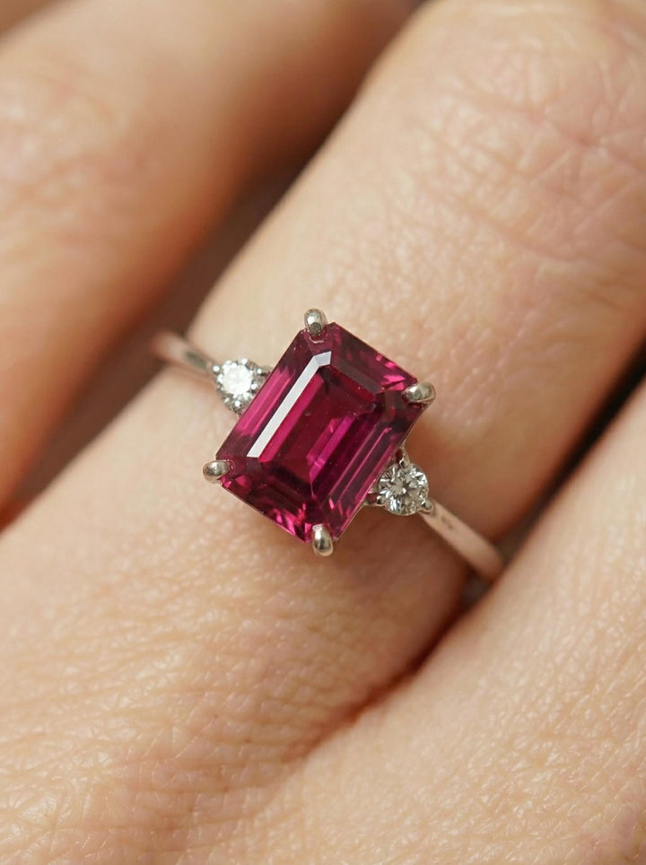 1.75ct Ruby Ring, Emerald Cut Ruby Ring, 14K Gold Statement Ring, Certified Stone Ring, July Birthstone
