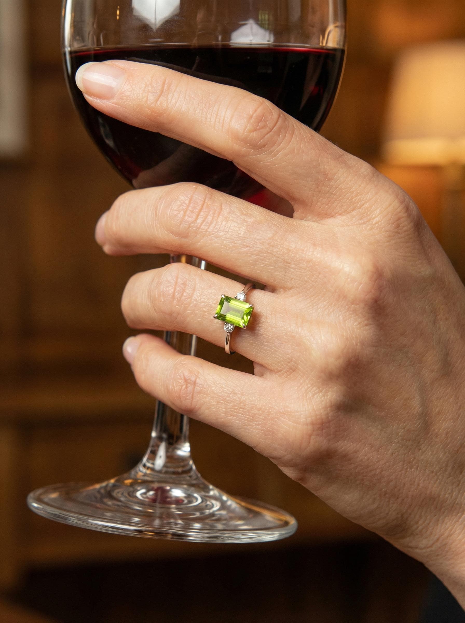 1.75ct Peridot Ring, Emerald Cut Peridot Ring, 14K Gold Statement Ring, Certified Stone Ring, August Birthstone