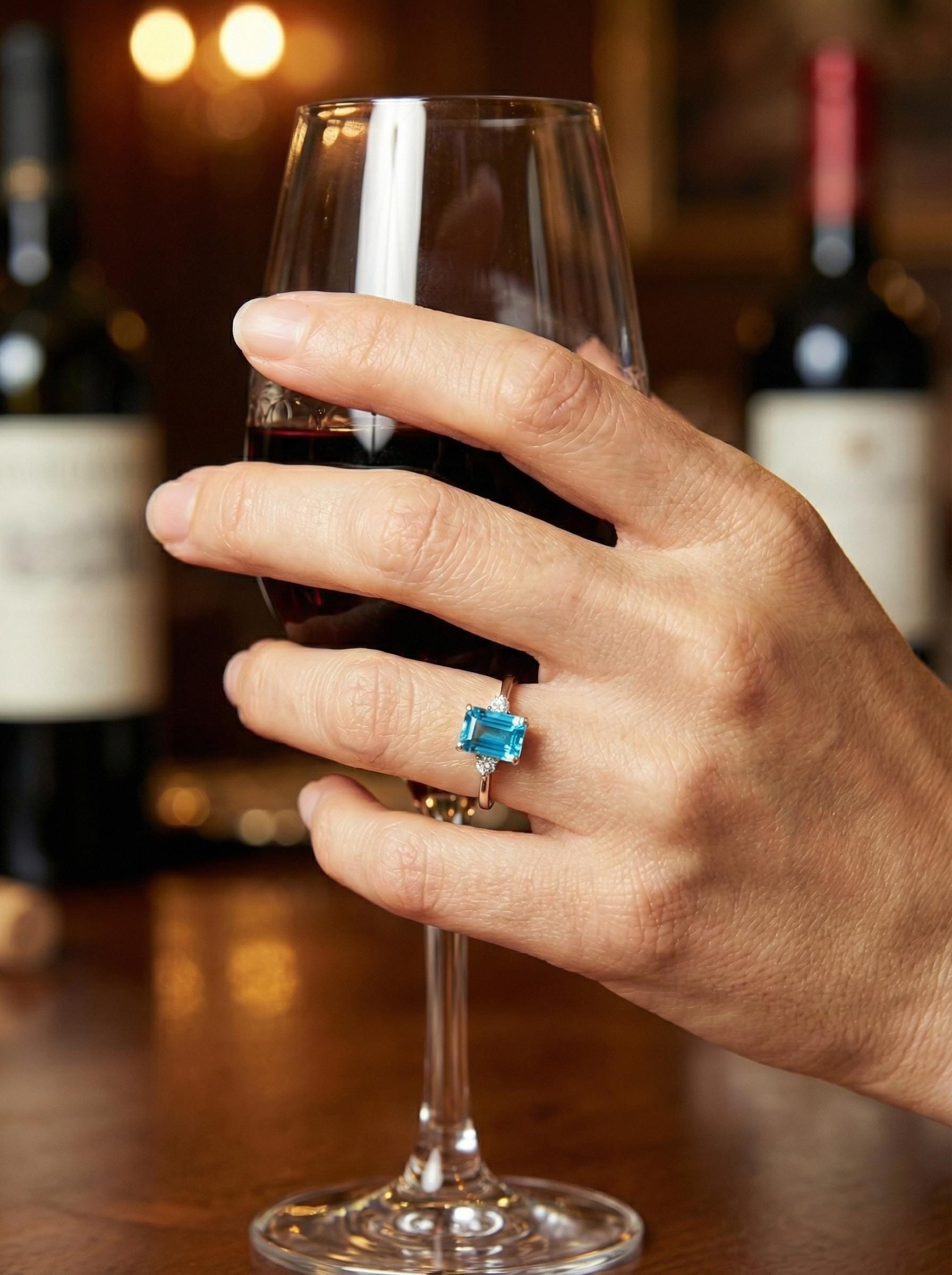 1.75ct Blue Zircon Ring, Emerald Cut Blue Zircon Ring, 14K Gold Statement Ring, Certified Stone Ring, December Birthstone