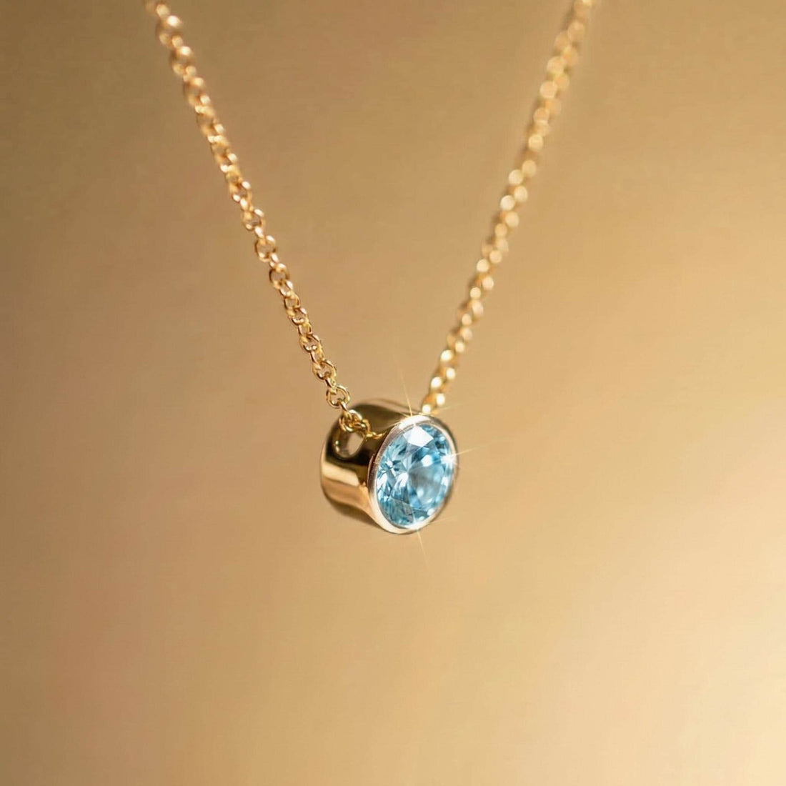 Dainty Gold Aquamarine Necklace | Bezel Set Aquamarine Pendant | Delicate Everyday Jewelry | March Birthstone Gift