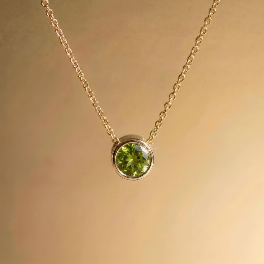 Dainty Peridot Necklace Gold Bezel Setting | August Birthstone Jewelry | Minimalist Everyday Green Gemstone Pendant | Gift for Her