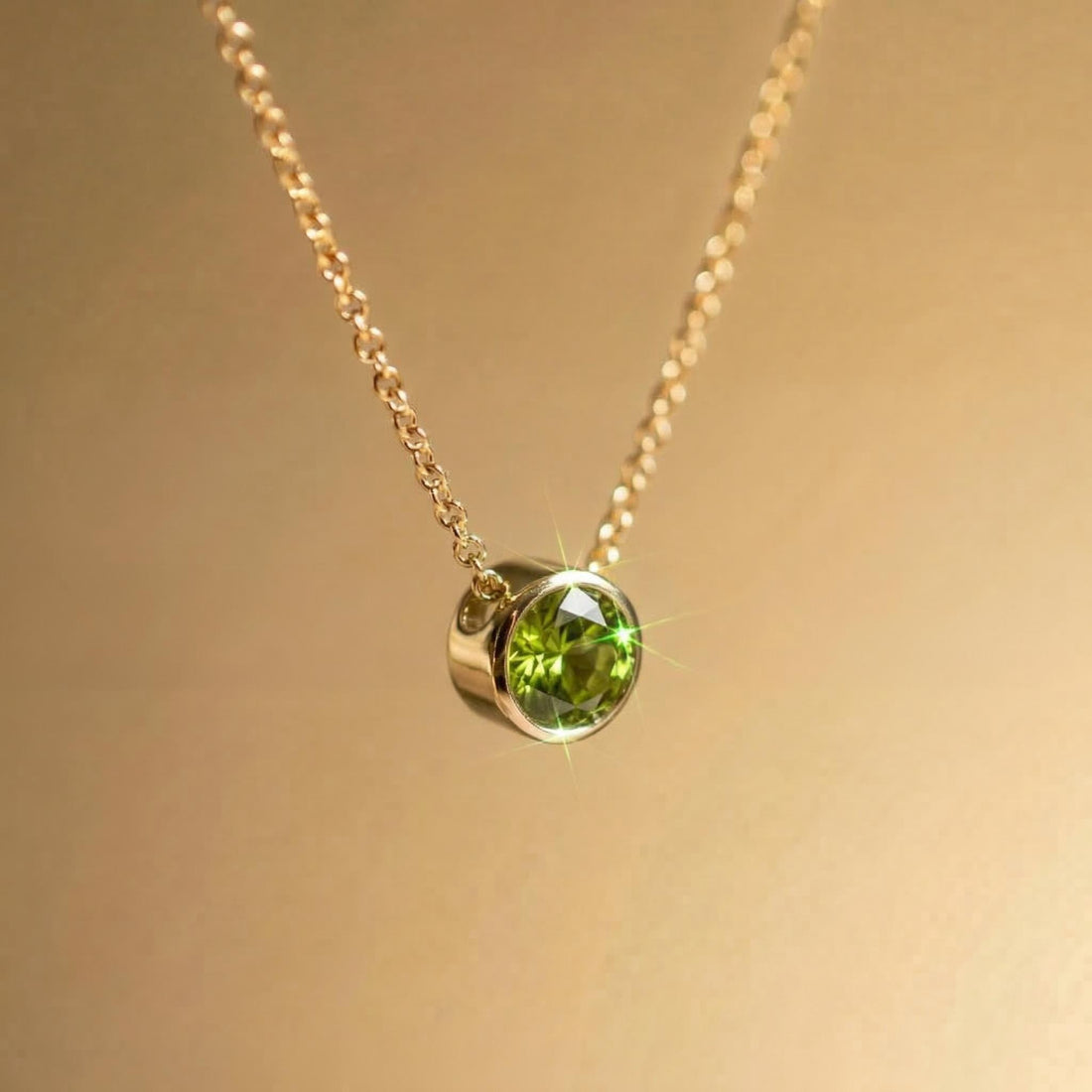 Dainty Peridot Necklace Gold Bezel Setting | August Birthstone Jewelry | Minimalist Everyday Green Gemstone Pendant | Gift for Her