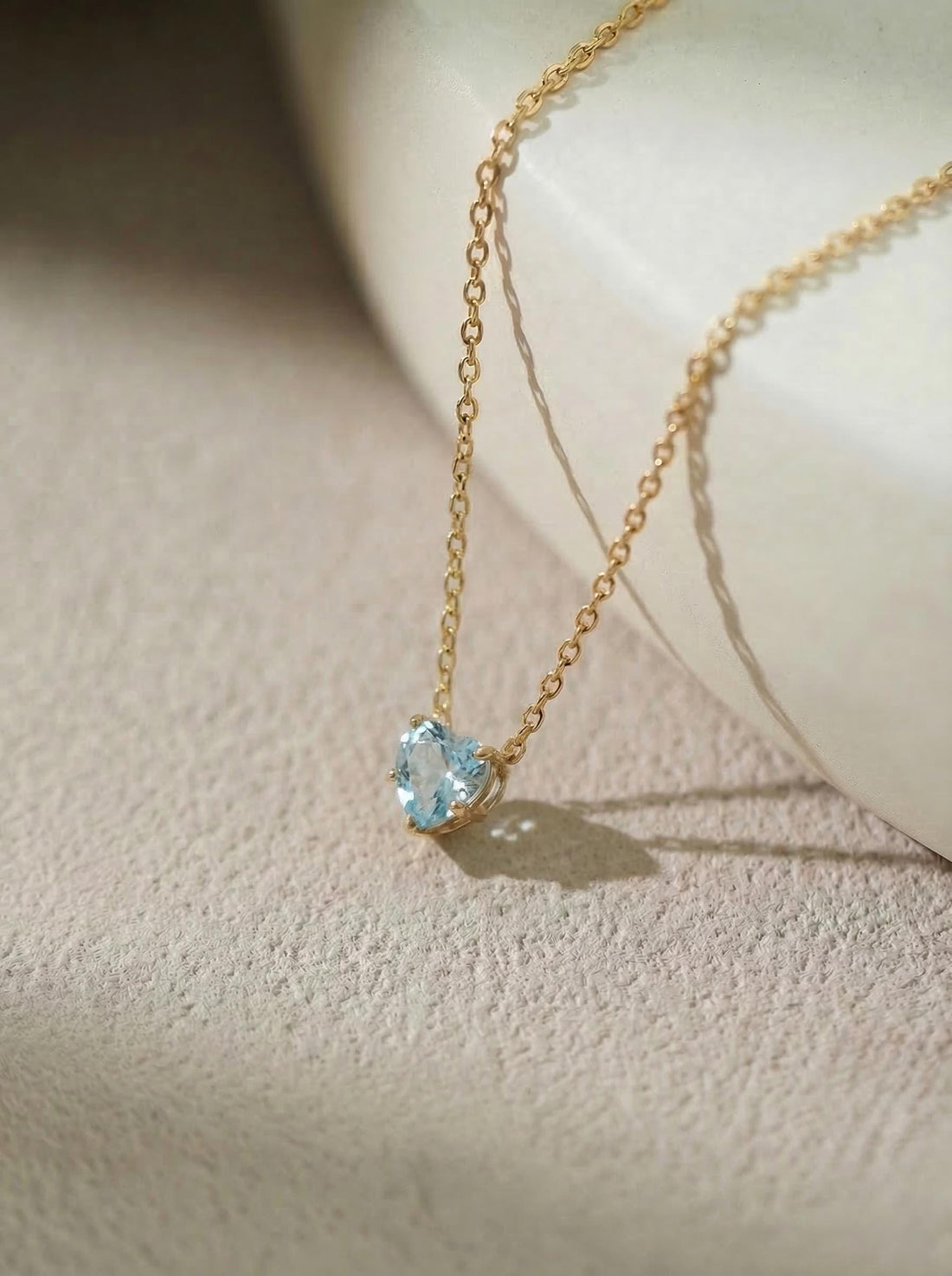Aquamarine Heart Pendant for Her – March Birthstone Gift – 18K Gold Minimalist Jewelry