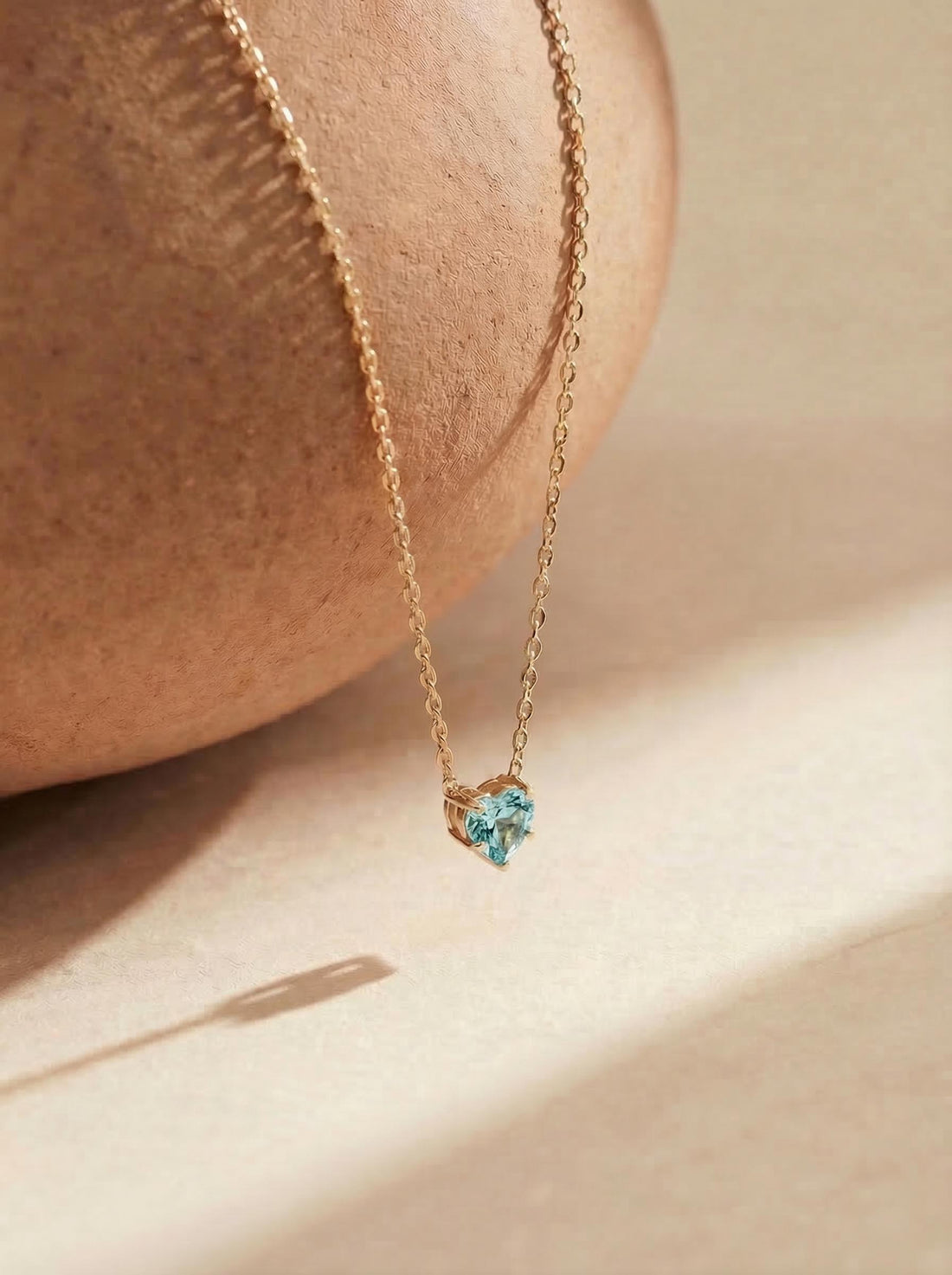 Aquamarine Heart Pendant for Her – March Birthstone Gift – 18K Gold Minimalist Jewelry