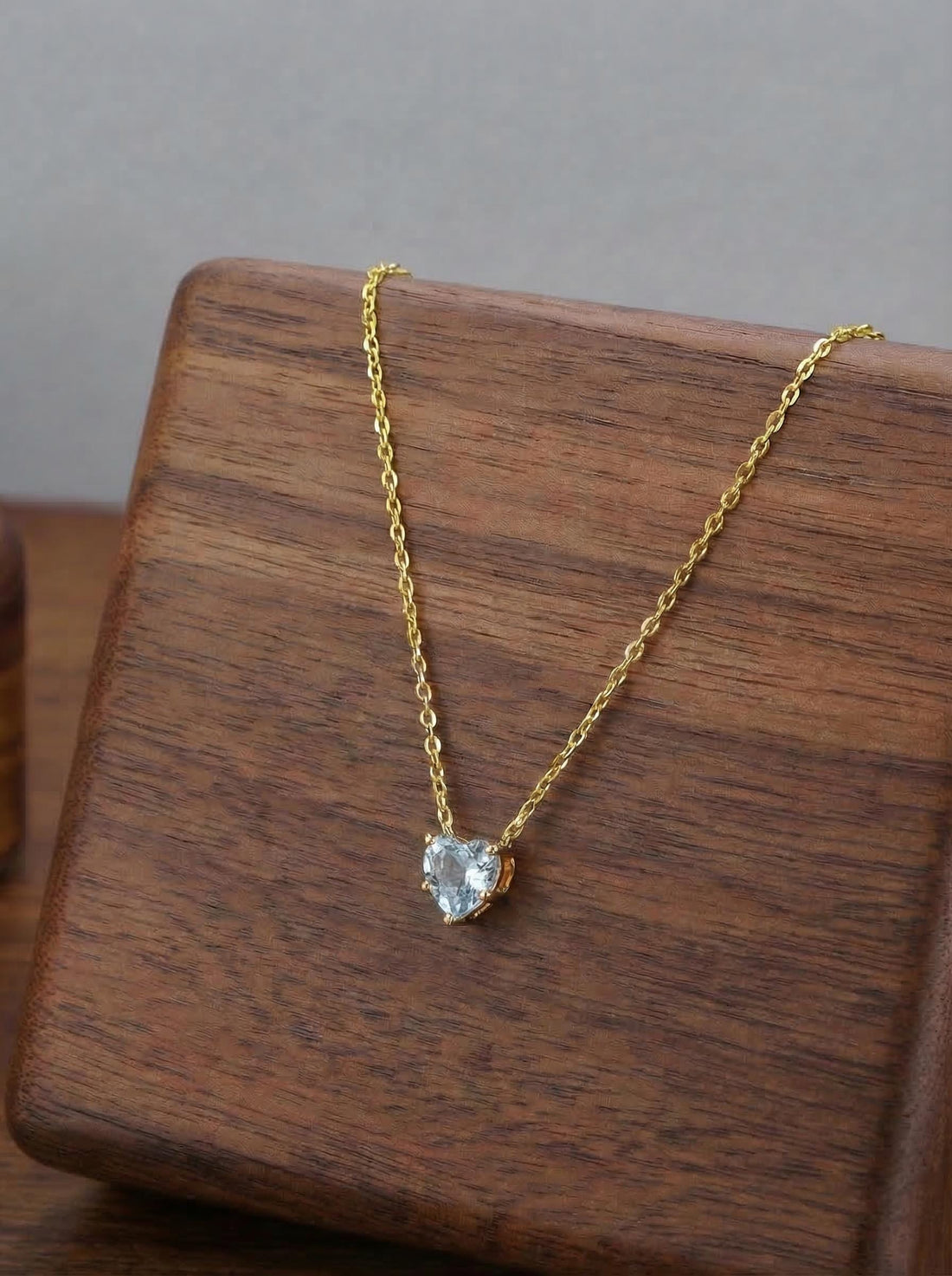 Aquamarine Heart Pendant for Her – March Birthstone Gift – 18K Gold Minimalist Jewelry