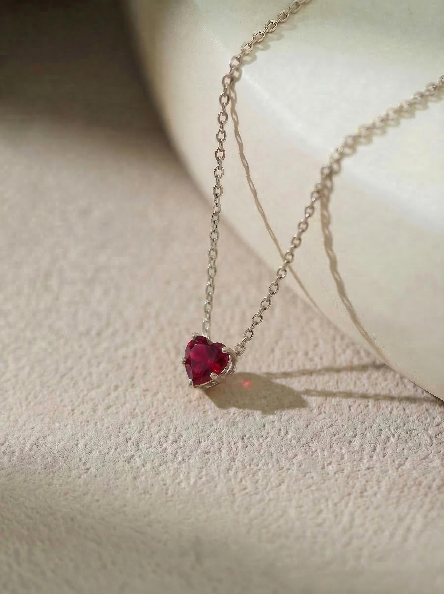 Dainty Gold Heart Garnet Necklace | Delicate Red Gemstone Pendant | January Birthstone Jewelry | Minimalist Love Gift for Her, Anniversary