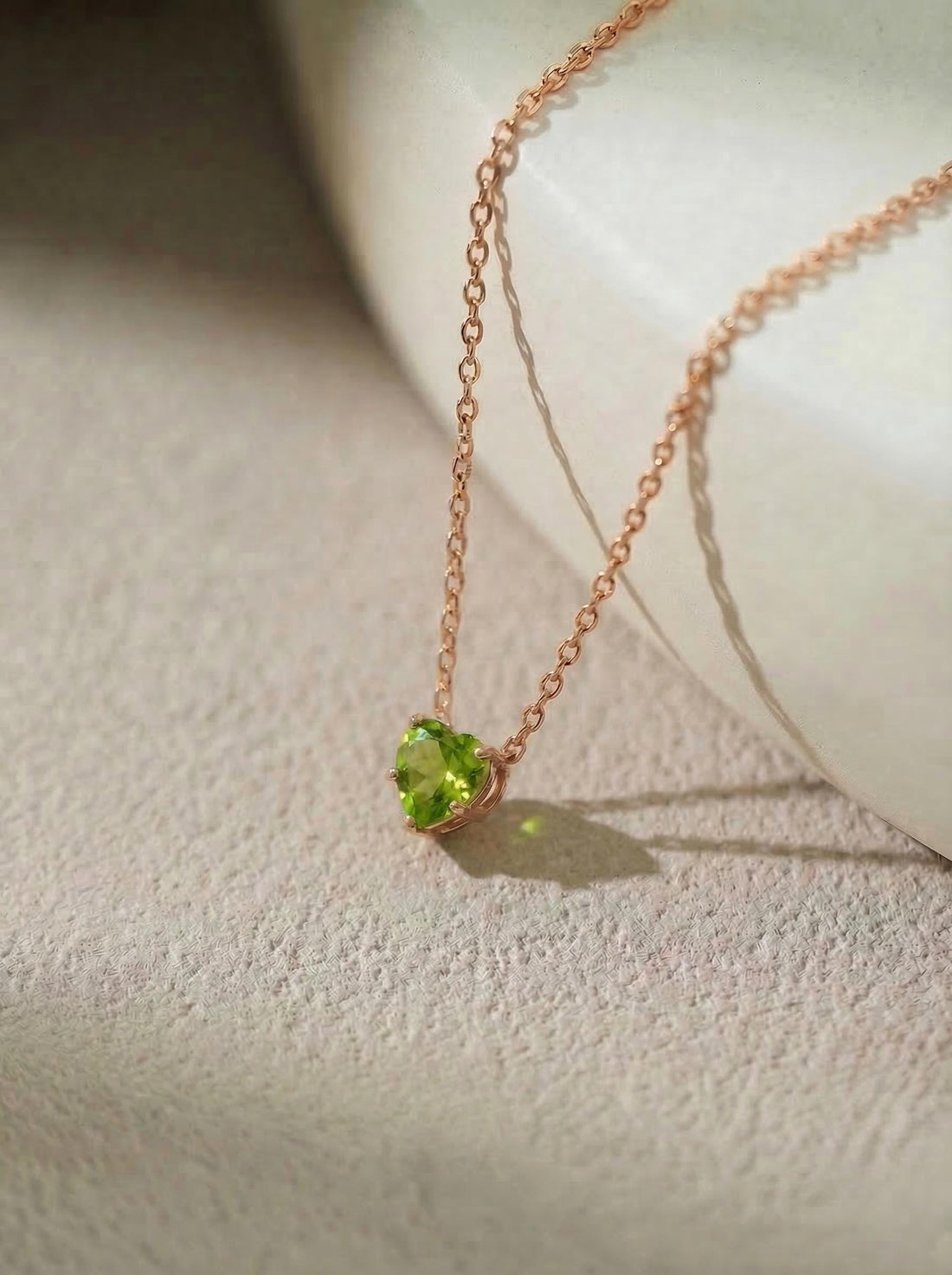 Dainty Gold Peridot Heart Necklace, August Birthstone Jewelry, Delicate Love Pendant, Minimalist Anniversary Gift for Her