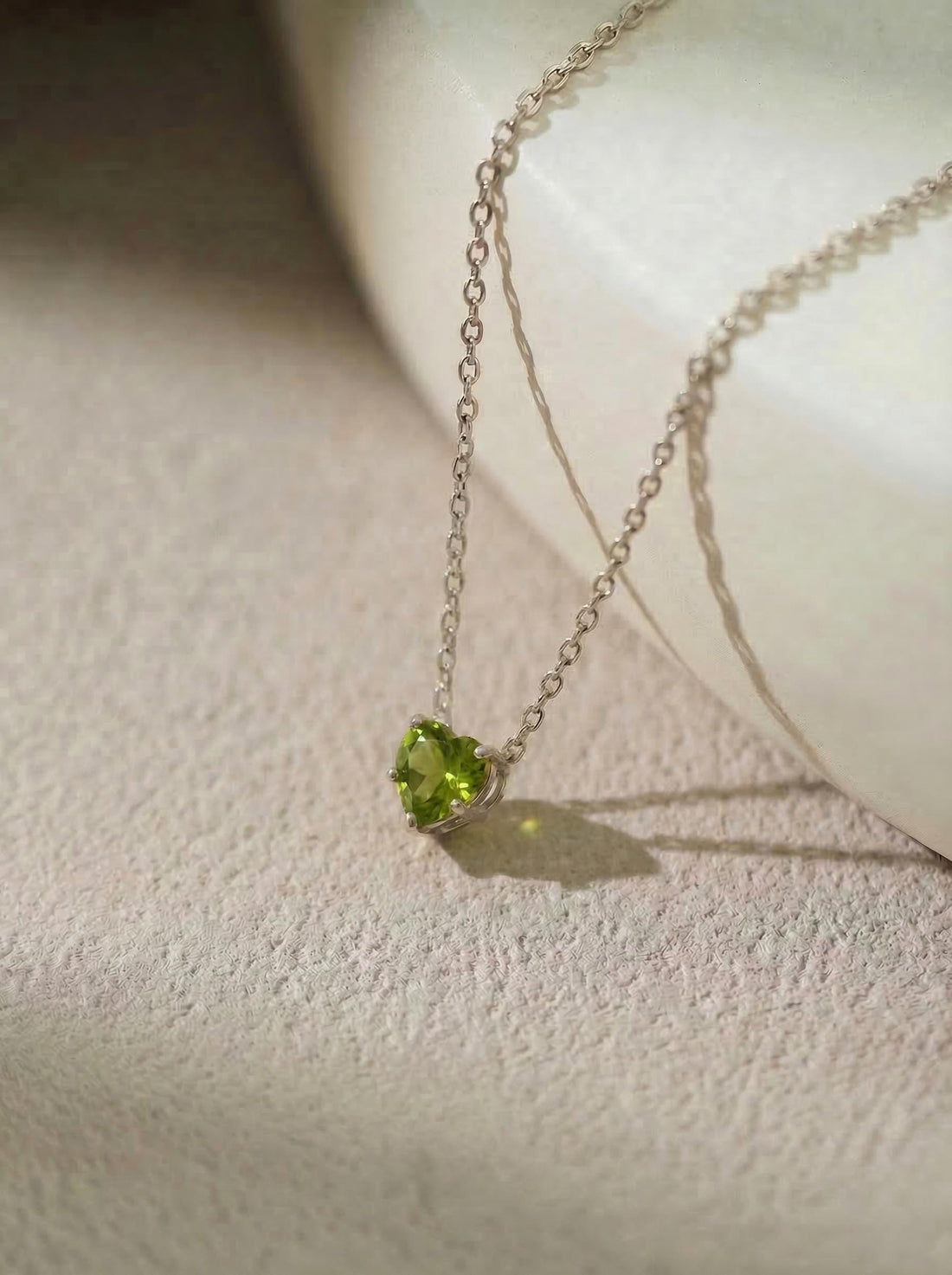 Dainty Gold Peridot Heart Necklace, August Birthstone Jewelry, Delicate Love Pendant, Minimalist Anniversary Gift for Her