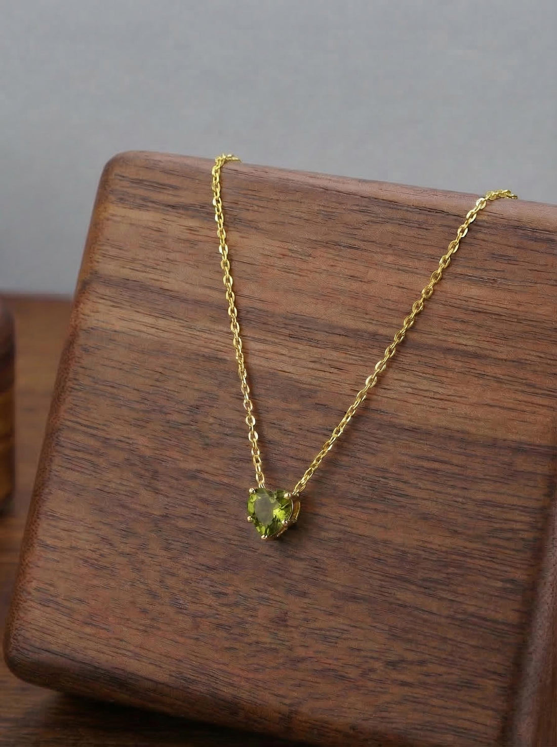 Dainty Gold Peridot Heart Necklace, August Birthstone Jewelry, Delicate Love Pendant, Minimalist Anniversary Gift for Her