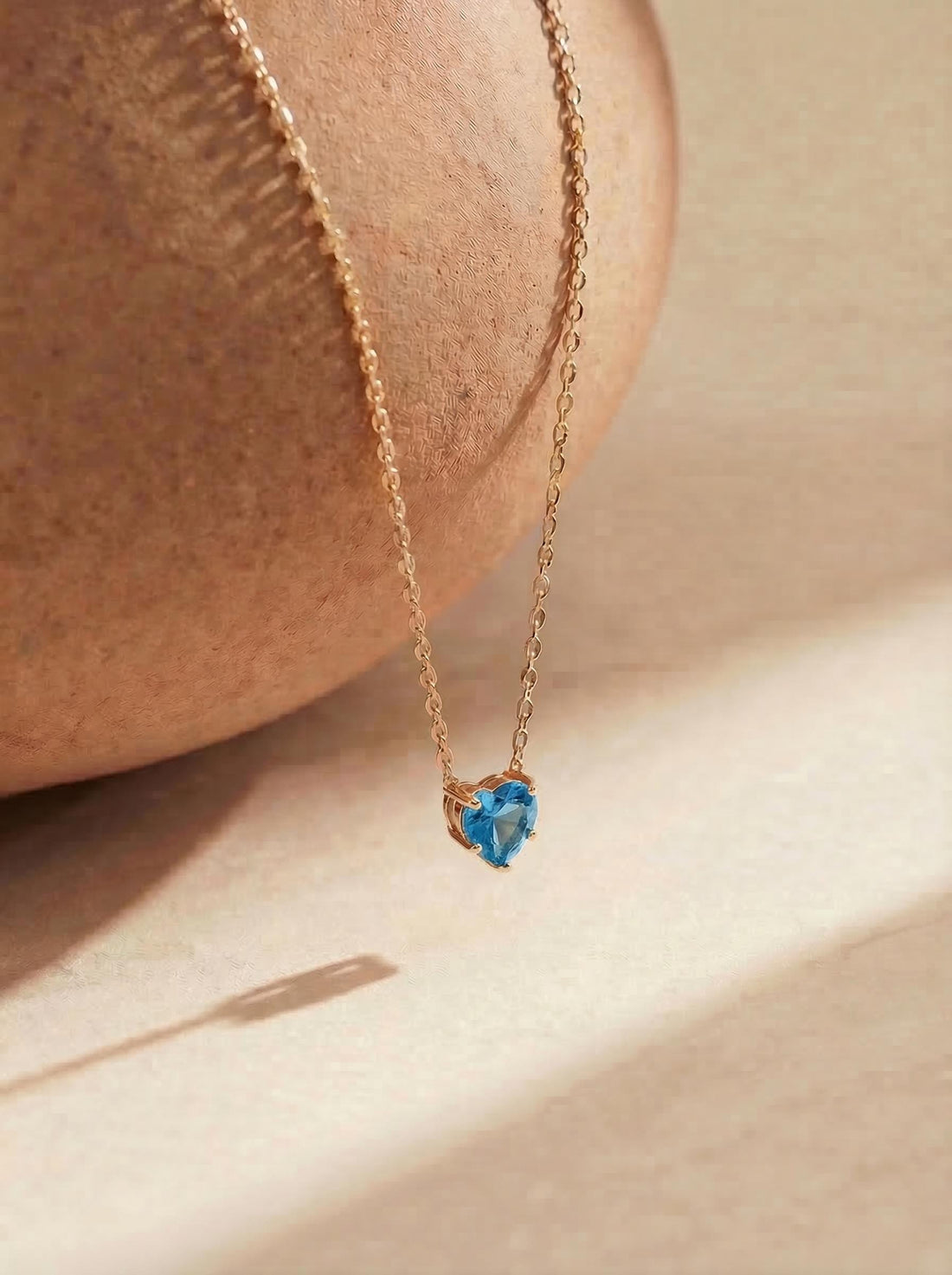 Blue Topaz Heart Pendant for Her – December Birthstone Gift – 18K Gold Minimalist Jewelry